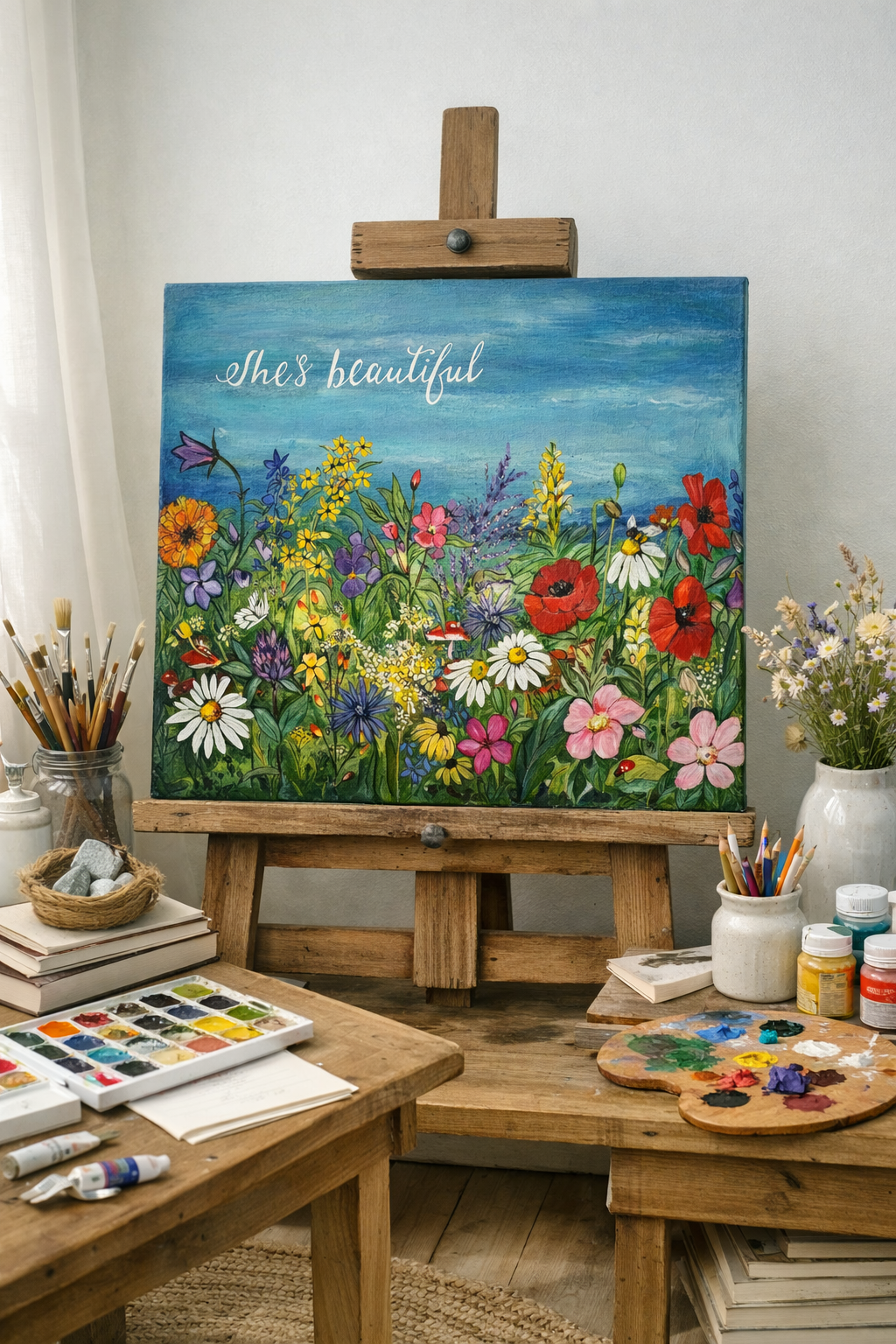 COMMISSION She's Beautiful - Original Painting, Acrylic on Canvas