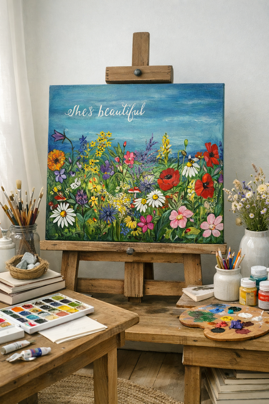 COMMISSION She's Beautiful - Original Painting, Acrylic on Canvas