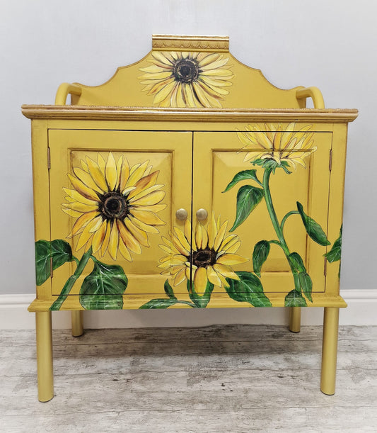 SOLD “Miss Minton” – Hand‑Painted Sunflower Cupboard Inspired by Van Gogh