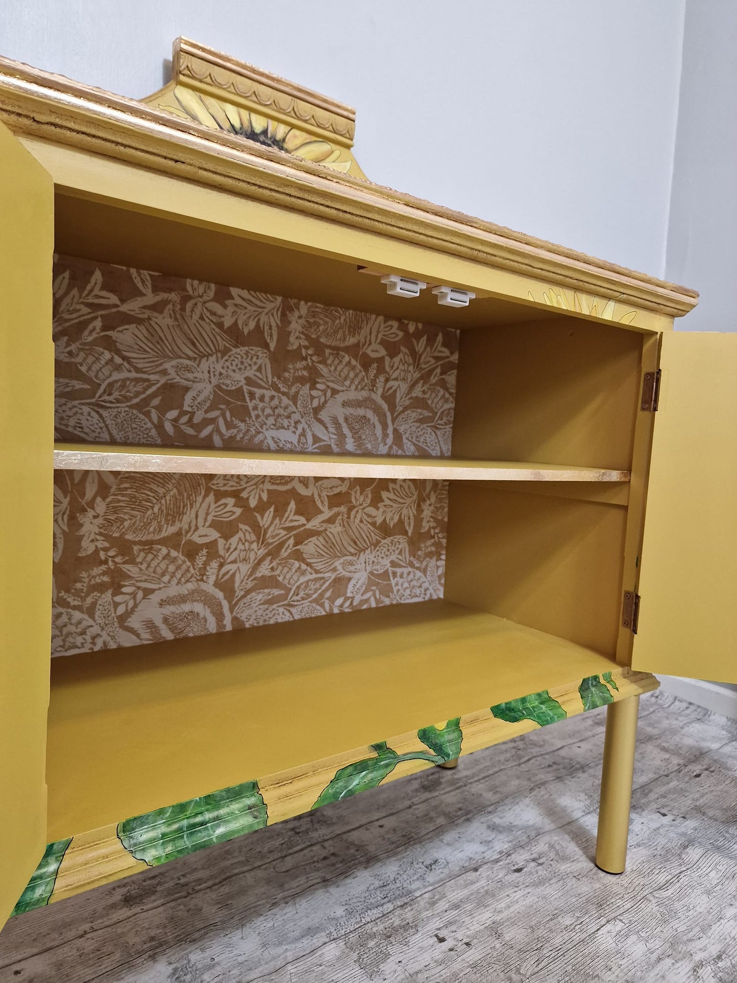 SOLD “Miss Minton” – Hand‑Painted Sunflower Cupboard Inspired by Van Gogh