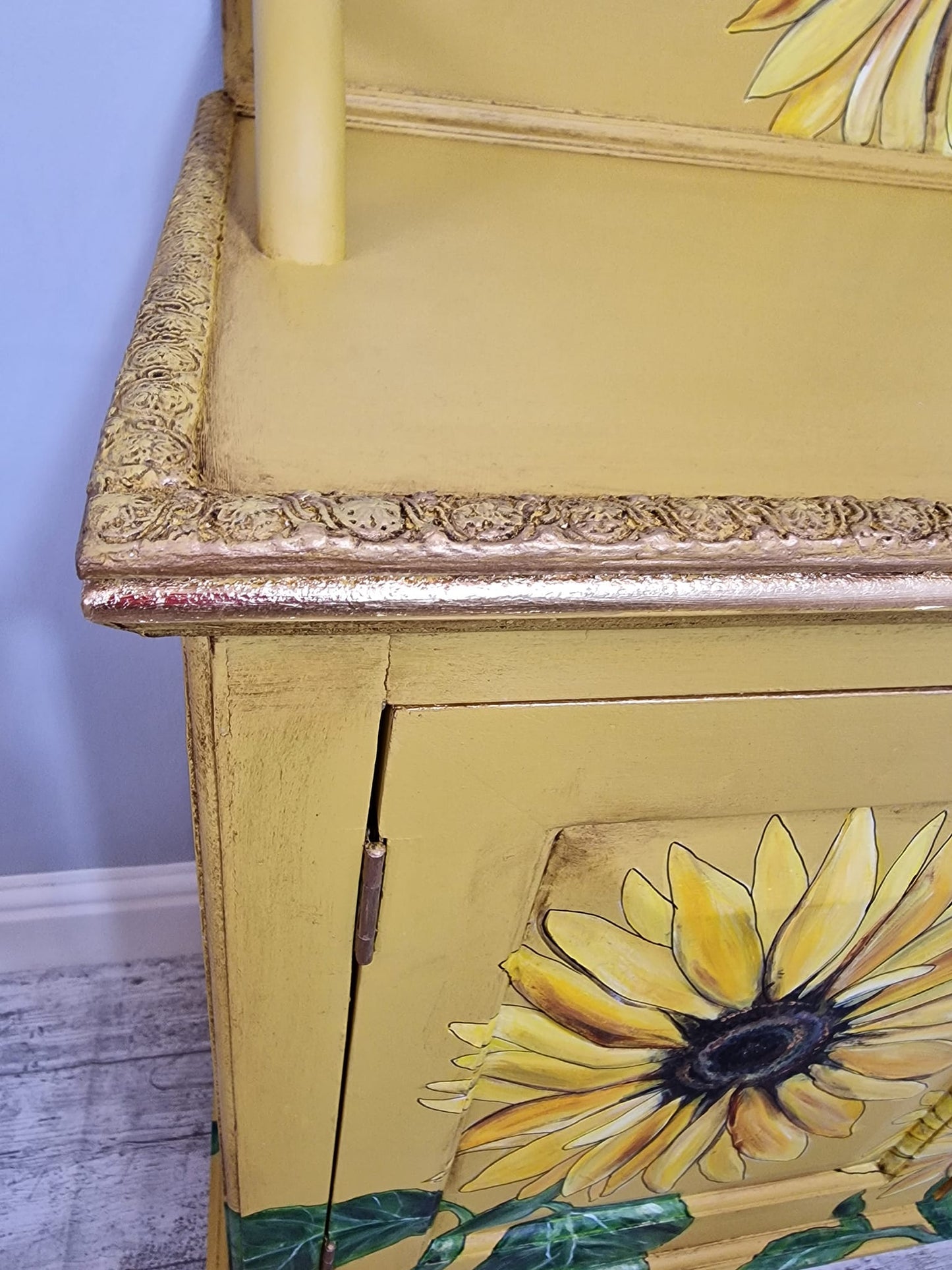 SOLD “Miss Minton” – Hand‑Painted Sunflower Cupboard Inspired by Van Gogh