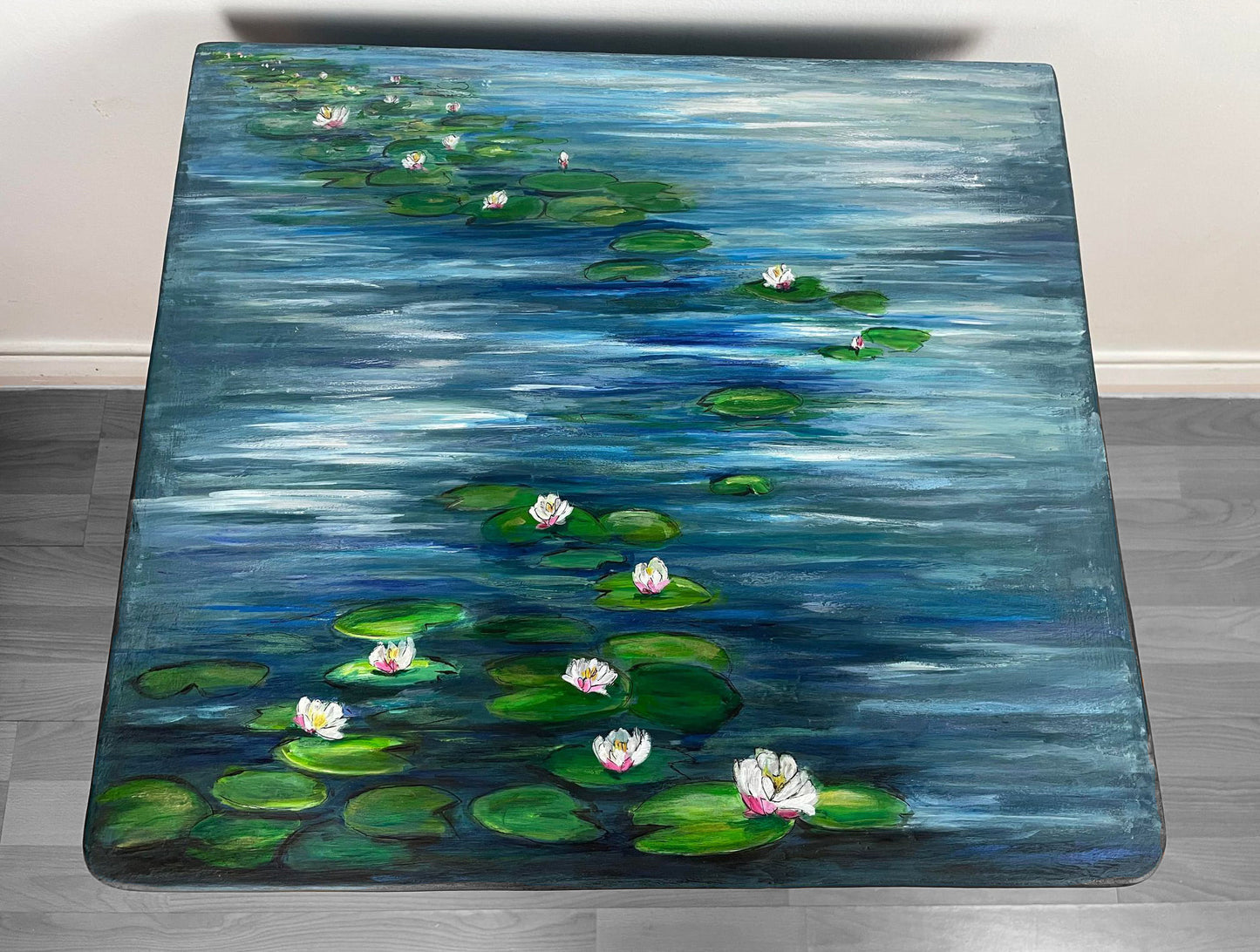 COMMISSION “Waterlilies” – Monet‑Inspired Hand‑Painted Furniture Set