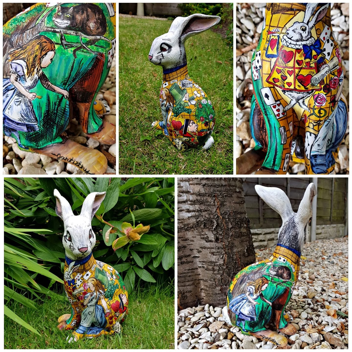 COMMISSION White Rabbit Ornament — Alice in Wonderland Story Collage