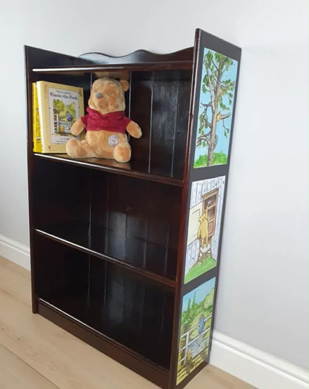 COMMISSION - Winnie‑the‑Pooh Storybook Bookcase — A Hand‑Painted Tribute to E.H. Shepard’s Classic Illustrations